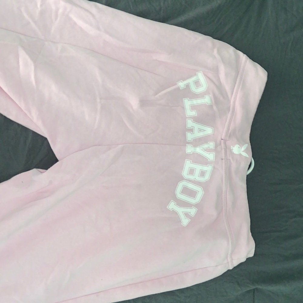 Pink Playboy flare fitted sweatpants